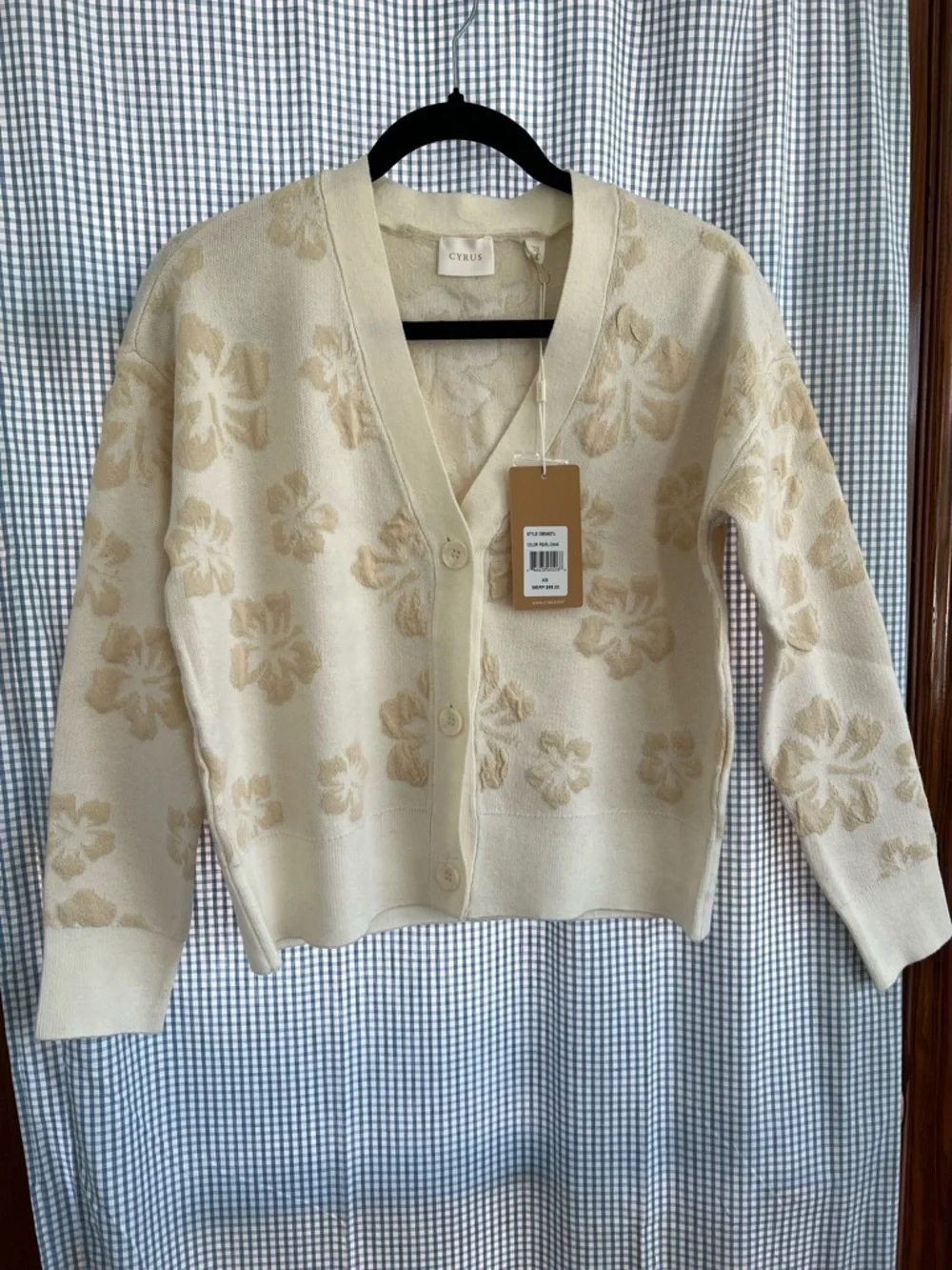 Cyrus Cream Floral V-Neck Button-Up Cardigan - Picture 1 of 6